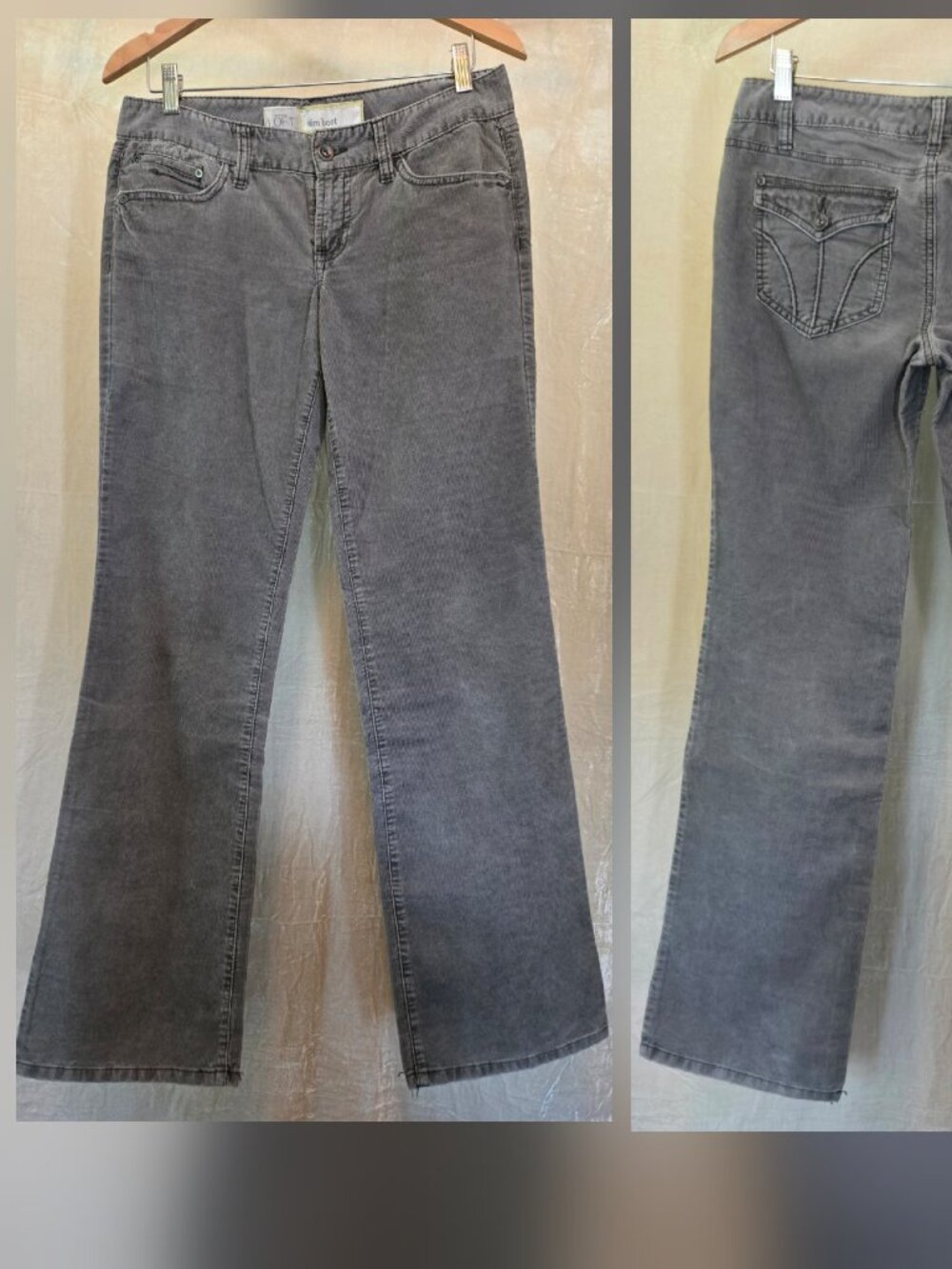 LOFT Slim Boot Corduroy Pants – Gray Size 6 – Soft 100% Cotton Vintage Fall